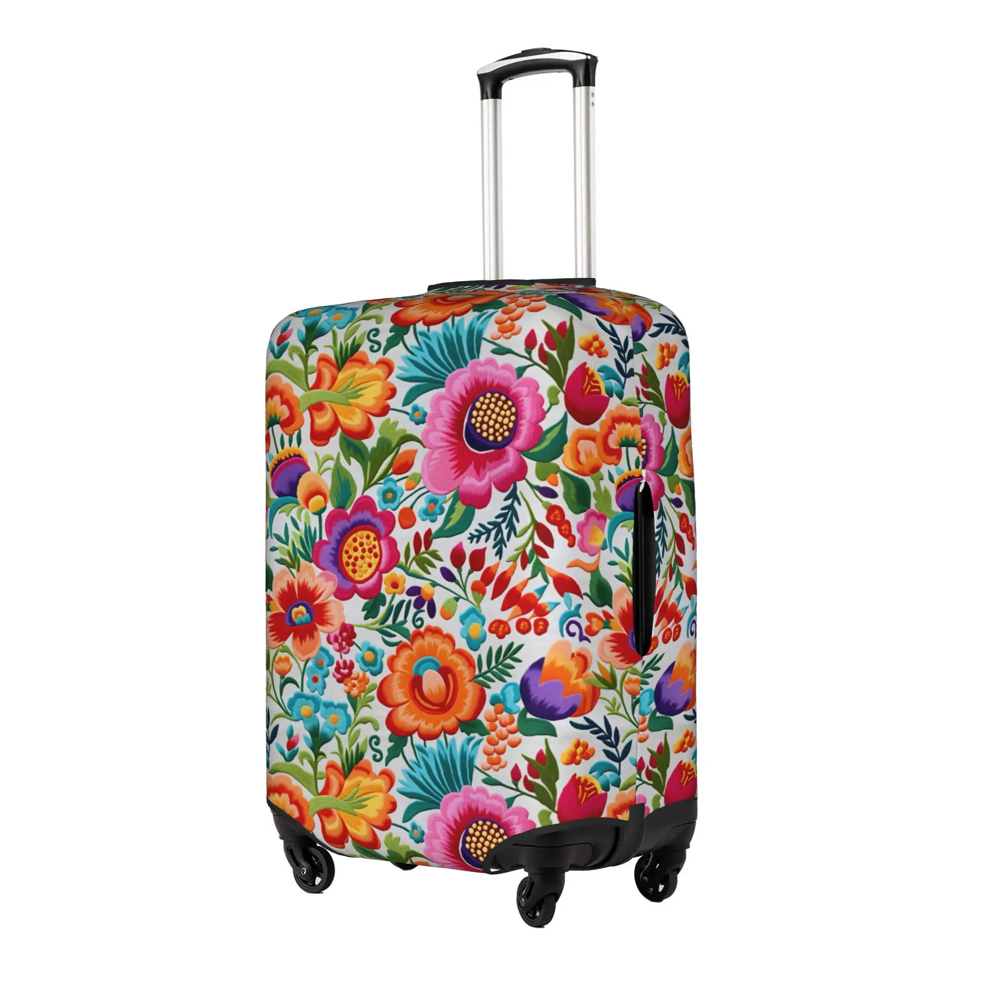 Fashion Mexican Otomi Flowers  Luggage Cover Protector Elastic Fl Travel Suitcase Covers