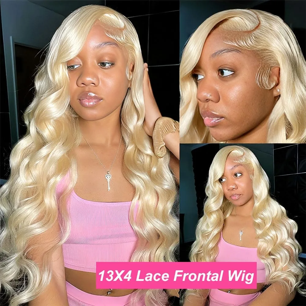 Peruka typu lace frontal 613 HD, gęstość 200%, blond peruka lace frontal 13x6 z falowanymi włosami naturalnymi, wstępnie wyregulowana linia włosów, bezklejowa peruka dla kobiet.