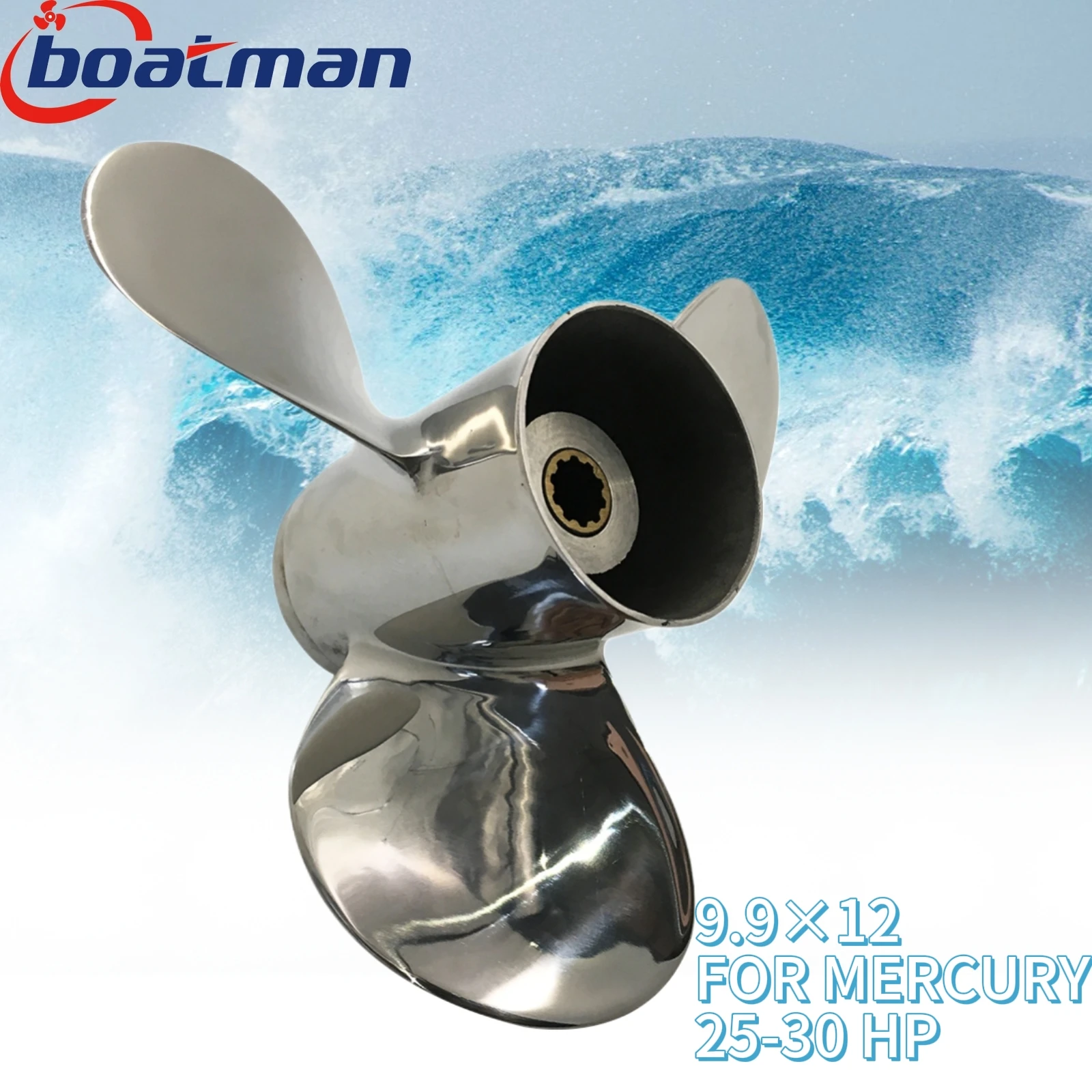 

Outboard Propeller 9.9x12 For Mercury Engine 25HP 28HP 30HP Stainless steel 10 splines Boat Parts & Accessories 3 Blades