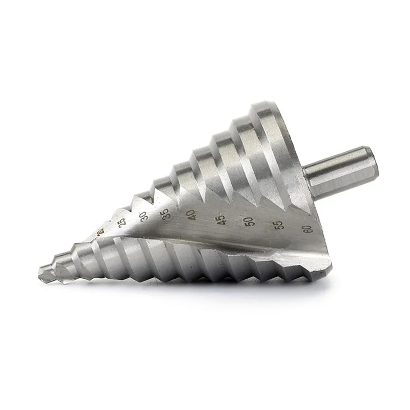 Drill Bit Triangular Shank Step Hole Opener Reamer A27R-6-60Mm Step Drill Bit Spiral Groove Pagoda Hole Metal Sheet Cone
