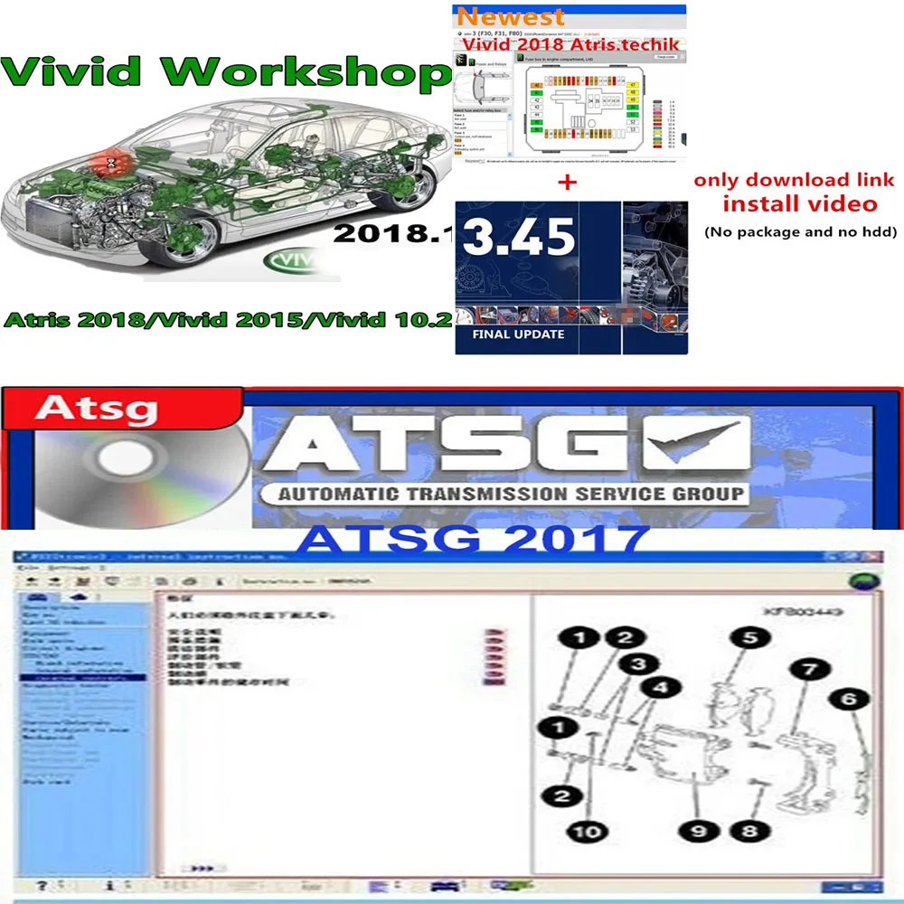 2024 ATSG 2017 Automatic Transmissions Service+ Autodata 3.45+vivid workshop 2018 Automotive( Atris-Technik) new repair software