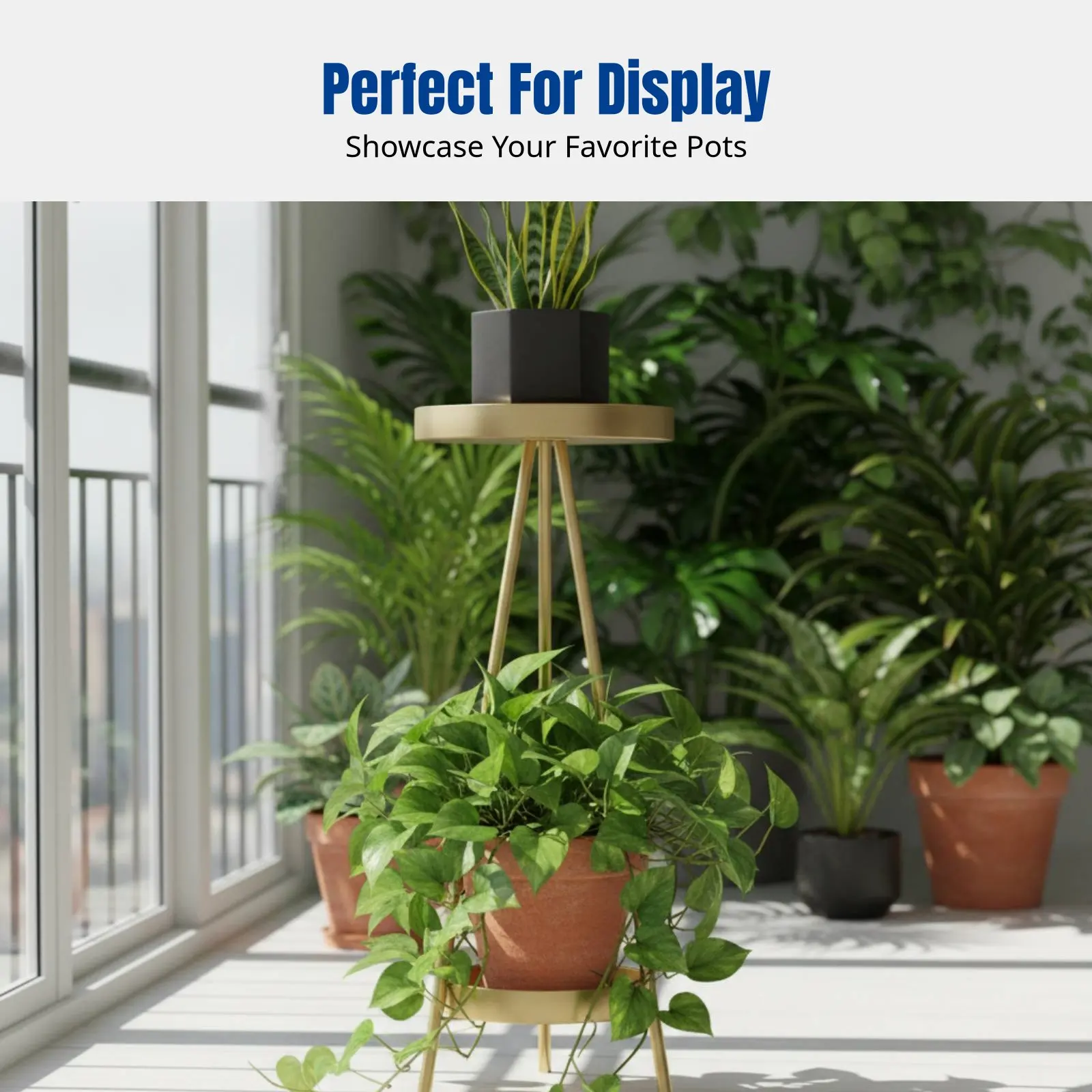 モダンな北欧風三角形ディスプレイスタンド、鉄製フラワーシェルフ、室内用折りたたみ式収納ラック