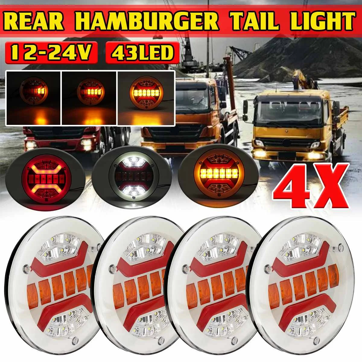 1/2/4x Truck Trailer 42 LED Rear Tail Light Brake Stop Lamp Turn Signal Indicator For Truck Lorry Caravan Bus Camper Taillights