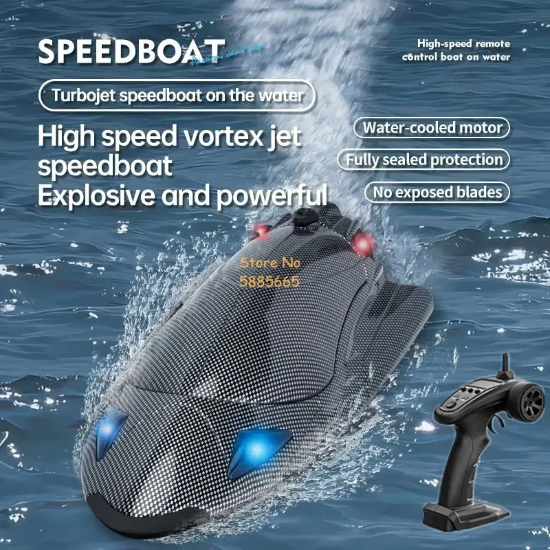 Turbojet Jet Style 40KM/H High Speed Racing RC Boat Speedboat  2.4G Capsize Reset Smart Alarm Lighting Remote Control Boat Toy