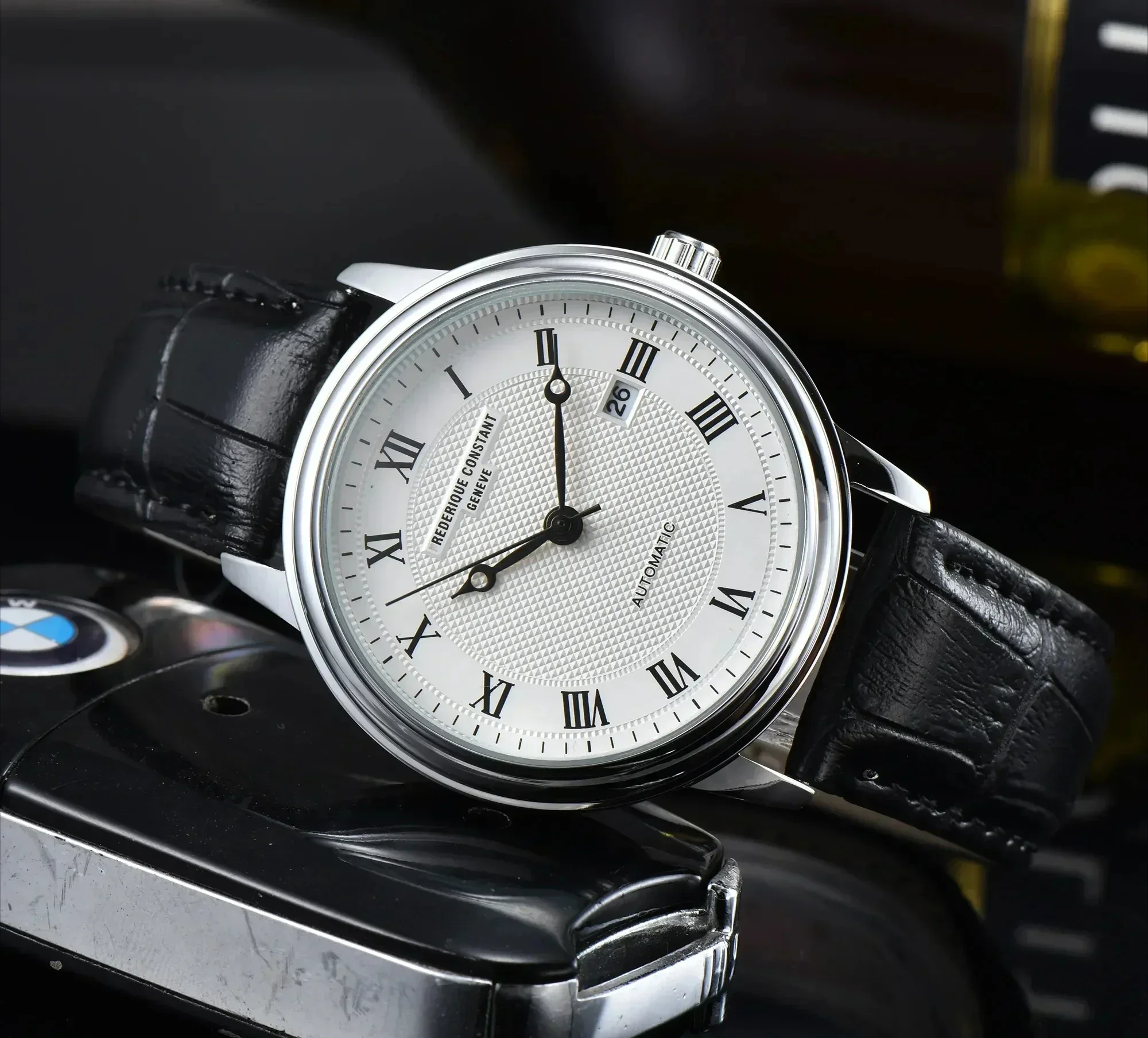 Hot-selling new model of 2024  Minimalist Three Needle Automatic Date Car Frederique Constant Classic Leather Gift Quartz Watch