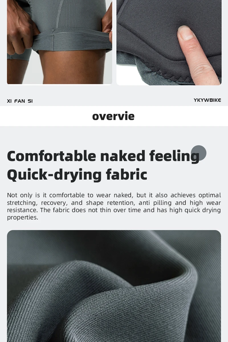Ykywbike Herren Radhose Fahrradunterwäsche Belgien Hochelastisches Schwammpolster Stoßfeste MTB-Shorts Mountainbike-Unterwäsche – Detail 3
