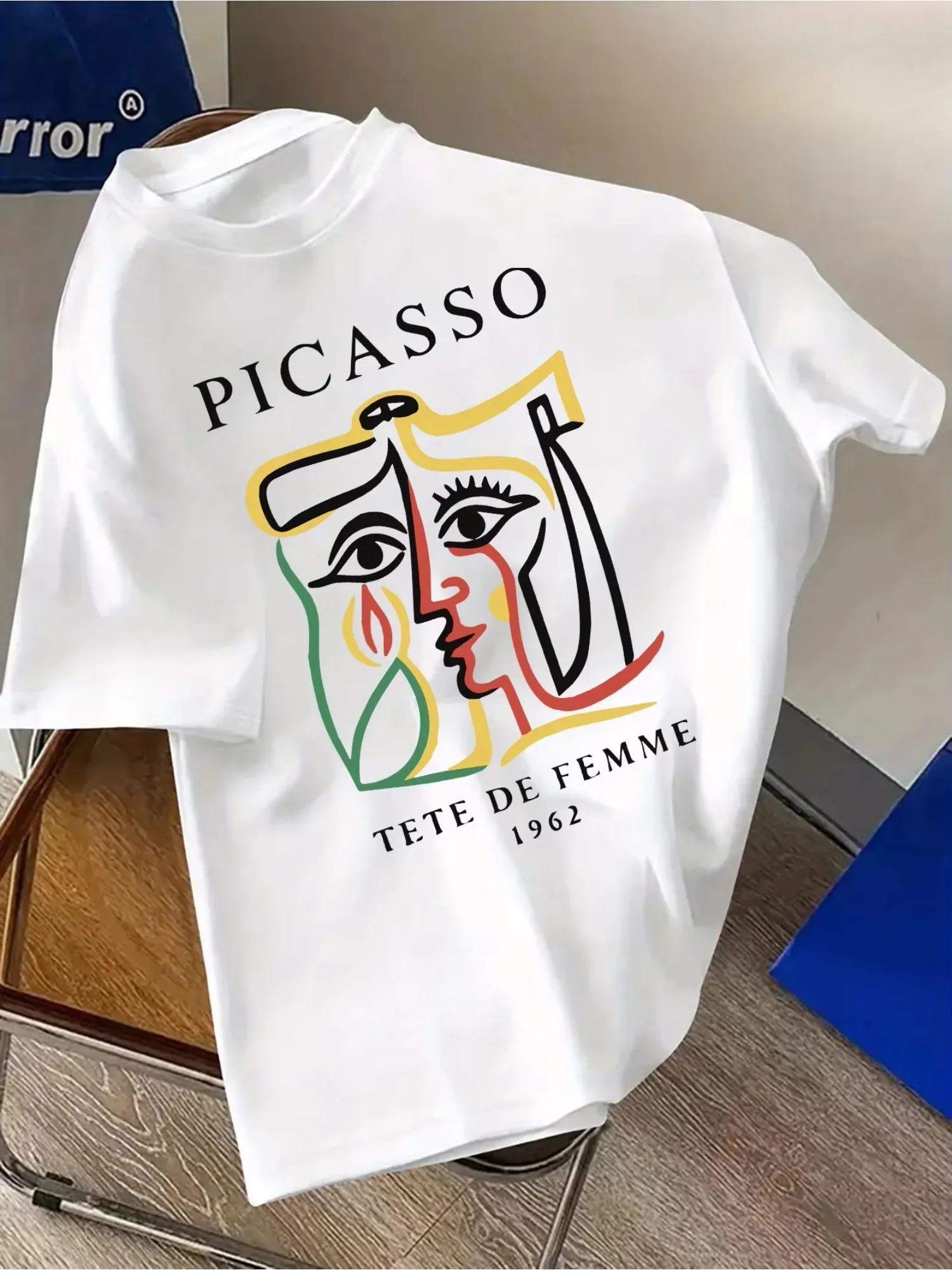 Camiseta con estampado artístico Picasso Tete De Femme 1962 para hombre, camiseta informal con estampado gráfico Retro, camisetas de algodón de manga corta para hombre