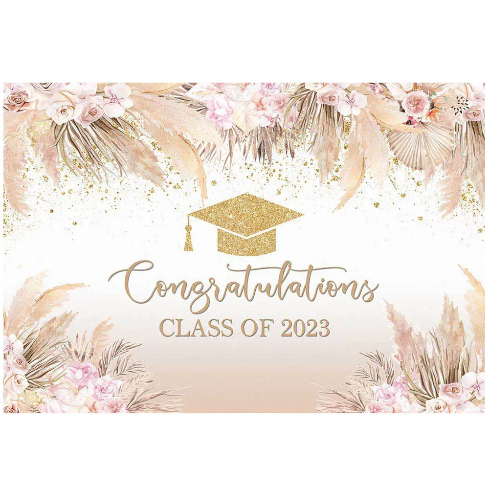 Mocsicka Bohemian Class of 2023 Graduation Backdrop Bachelor Hat Congratulations Graduates Portrait Photo Background Photostudio