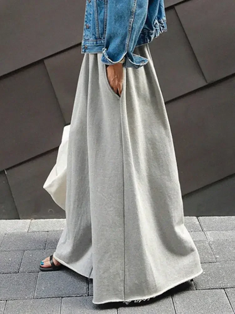 Missuoo Solid Color Elastic Waist Casual Pants 2024 New Pleated Wide Leg Trousers Streetwear Bottoms Spring Summer Sweatpants