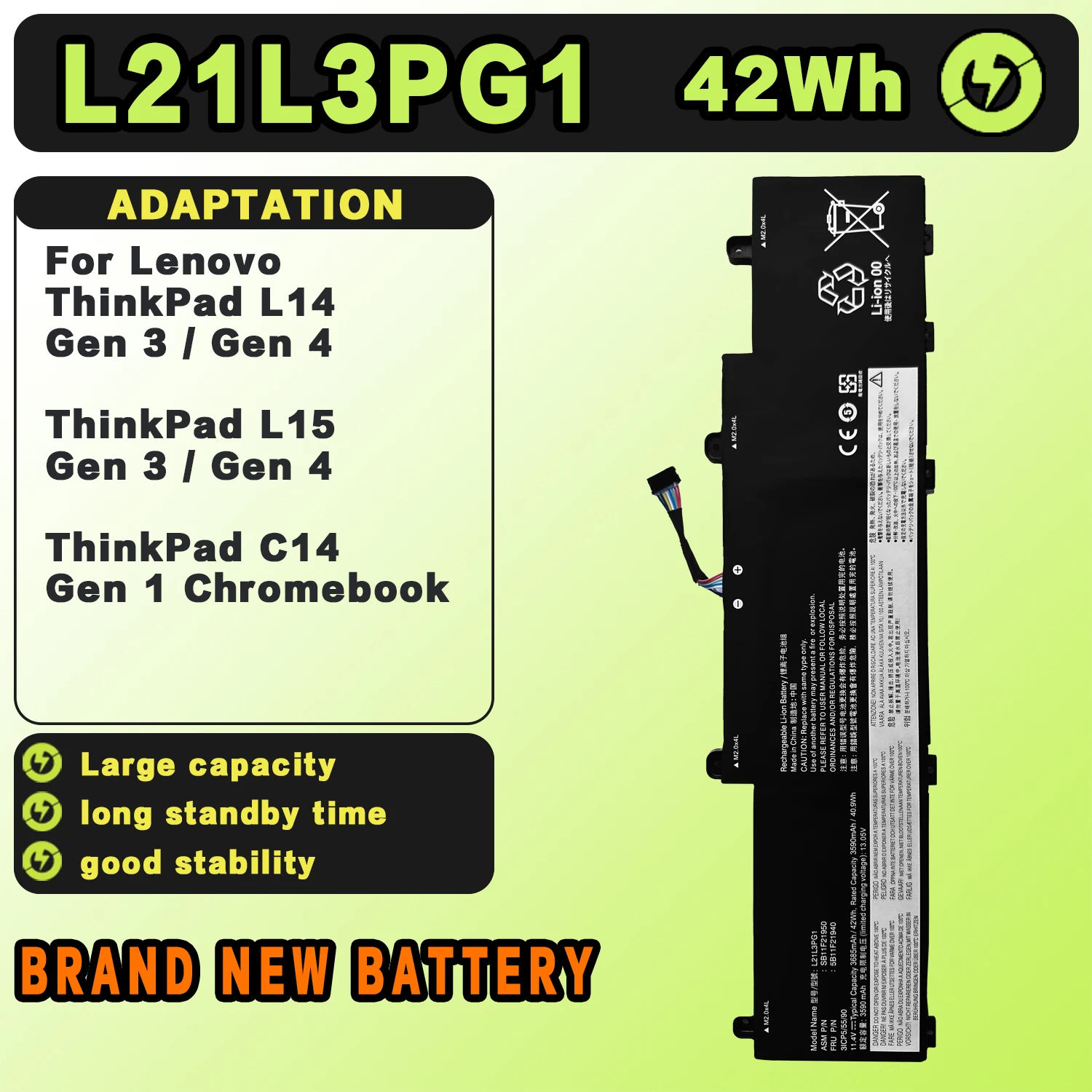 SAT L17C4PB0 New Laptop Battery Replacement For LENOVO IdeaPad Air 14IWL 15IKBR 15IWL 14ARR L17C4PB0 7.68V-45Wh-5928mAh