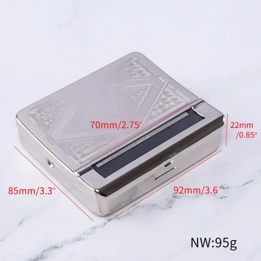 MOONSHADE Automatic Rolling Cigarette Case Portable Metal Tobacco Roller 70mm Rolling Paper Maker Smoking Accessories Men Gadget