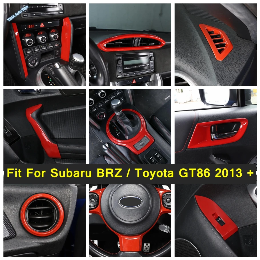 

Red Inner Console Gear Shift Box / Door Panel Grab Handle / AC Vent Outlet Cover Trim For Subaru BRZ / Toyota GT86 2013 - 2021