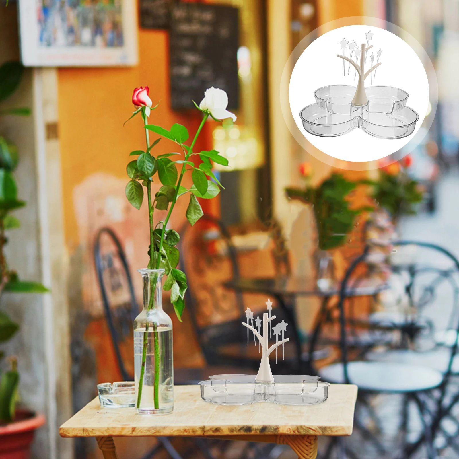 

Multi-Functional Divided Serving Tray Plastic Food Tray For Snacks Fruits Candy Organizer Picnic Camping Reusable Snack Platter