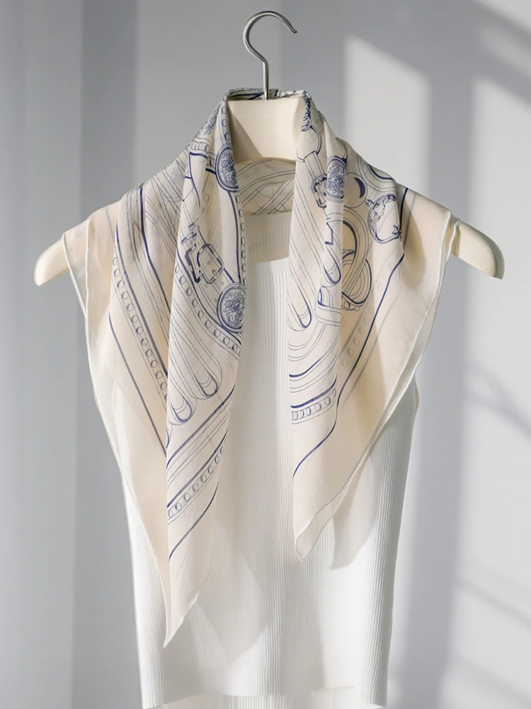 シルクスクエアスカーフ-レディース-春-薄手-三角スカーフ-首保護スカーフ-ショール-春夏-小さめ-パシュミナ-高級感