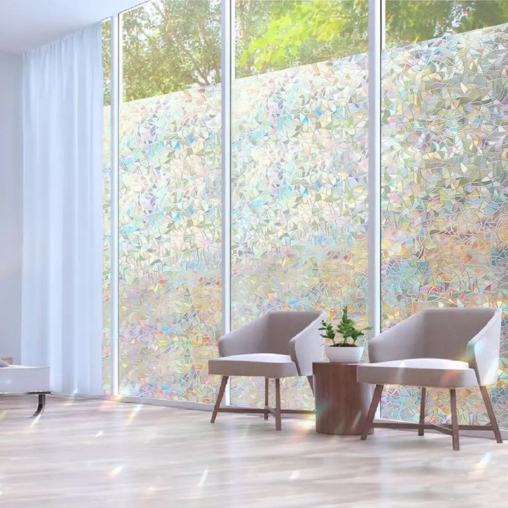 Laser Decorative Window Tint Static Cling Glass Sticker Heat Rejection Privacy Film For Bathroom Bedroom Office Decor