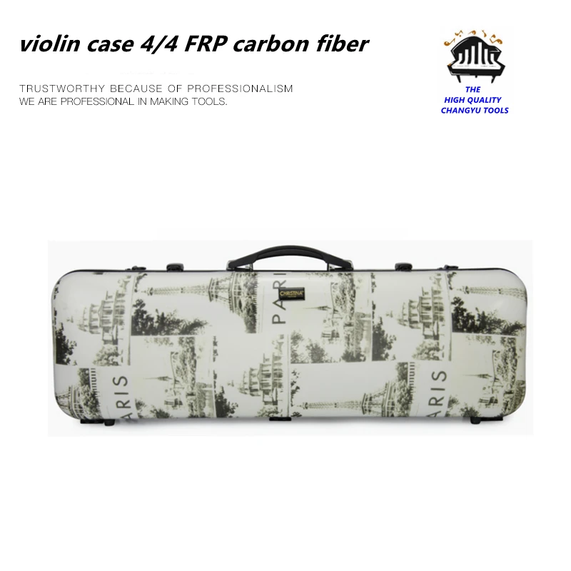 

High quality violin case 4/4 FRP carbon fiber Eiffel Tower pattern rectangle Fashion style violin parts violin accessories