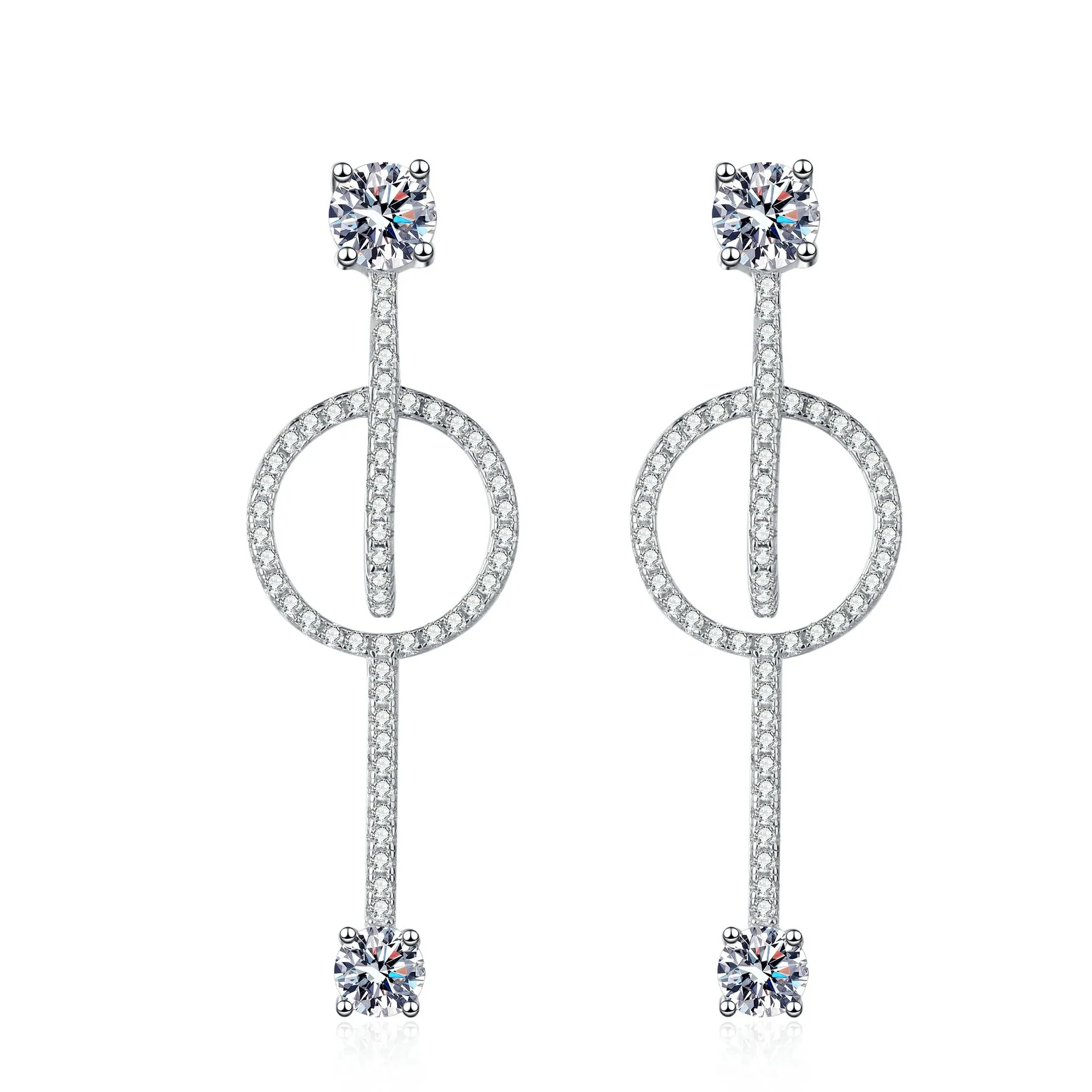 JECIRBurgos-Boucles d'oreilles en argent regardé 925 pour femme, plaqué or PT950, longues boucles d'oreilles fendues, plus foncées, Moissanite brillante, bijoux haut de gamme