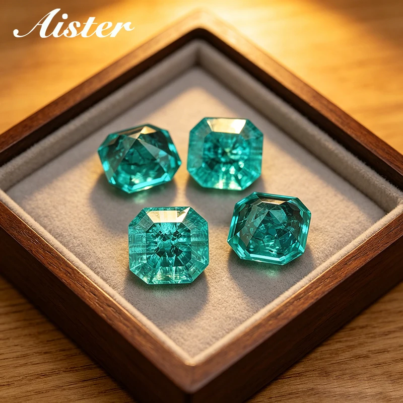 Top Crushed Ice Cotton Special Style Asscher cut Paraiba Color  Yttrium Aluminium Garnet YAG Loose Gemstones for Making Jewelry