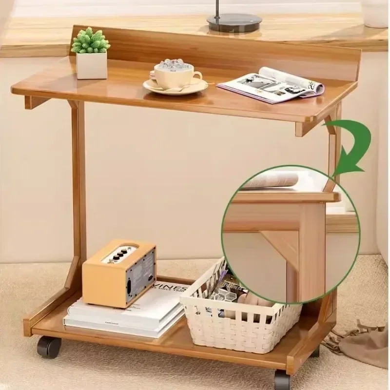 Sofa Edge Table, Movable Coffee Table With Wheels, Minimalist Mini Living Room, Solid Wood Bedroom, Bedside Table, Storage Rack