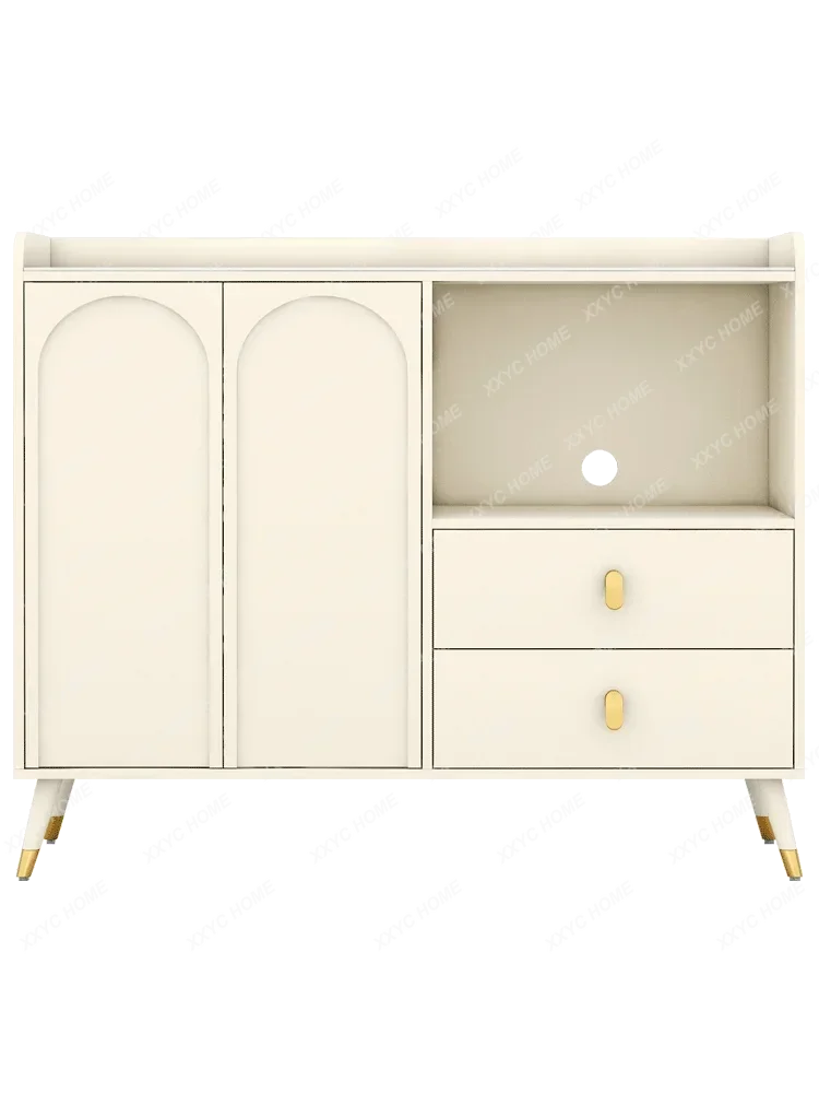 

*Cream wind rock slab dining side cabinet Small apartment kitchen Large capacity storage Simple multi-functional cupboard