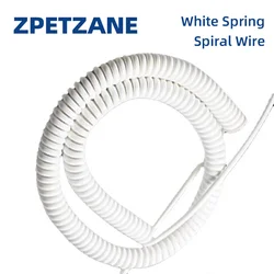 White PU Spiral Spring Cable Copper 2/3 Cores Pins 0.3/0.75/1.5/2.5m2 Telescopic Power Cord Scalable Electrical Wire