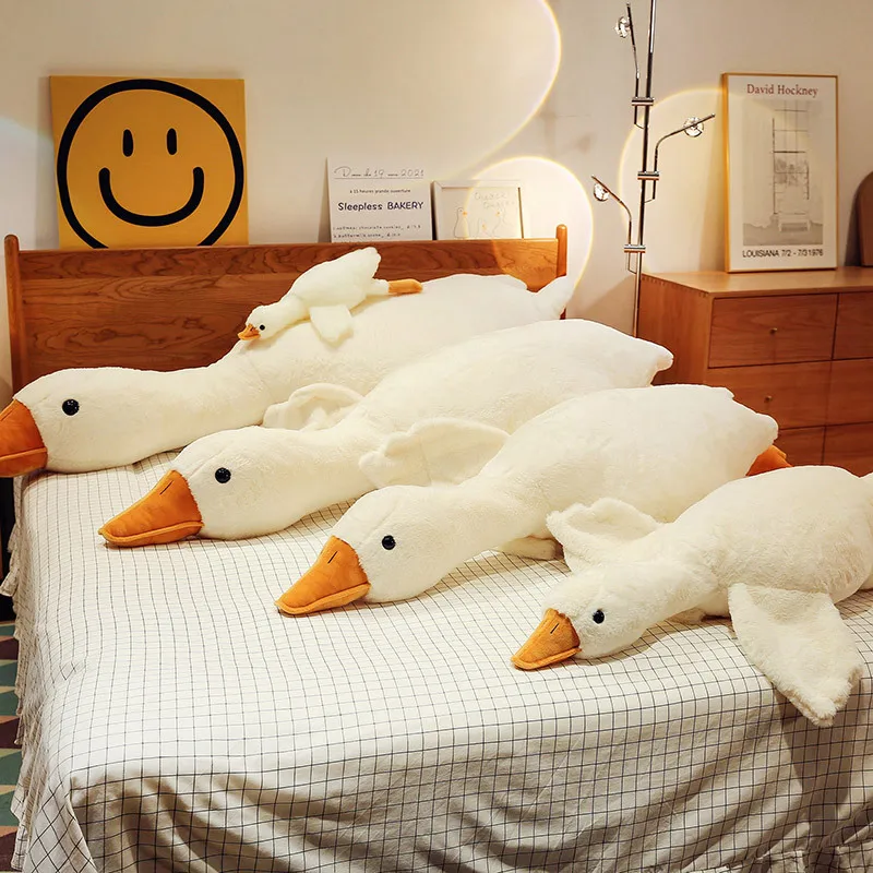 50-190Cm Leuke Grote Witte Gans Pluche Speelgoed Giant Duck Baby Slapen Kussens Super Sofa Kussen Knuffeldier poppen Cadeaus Voor Kinderen