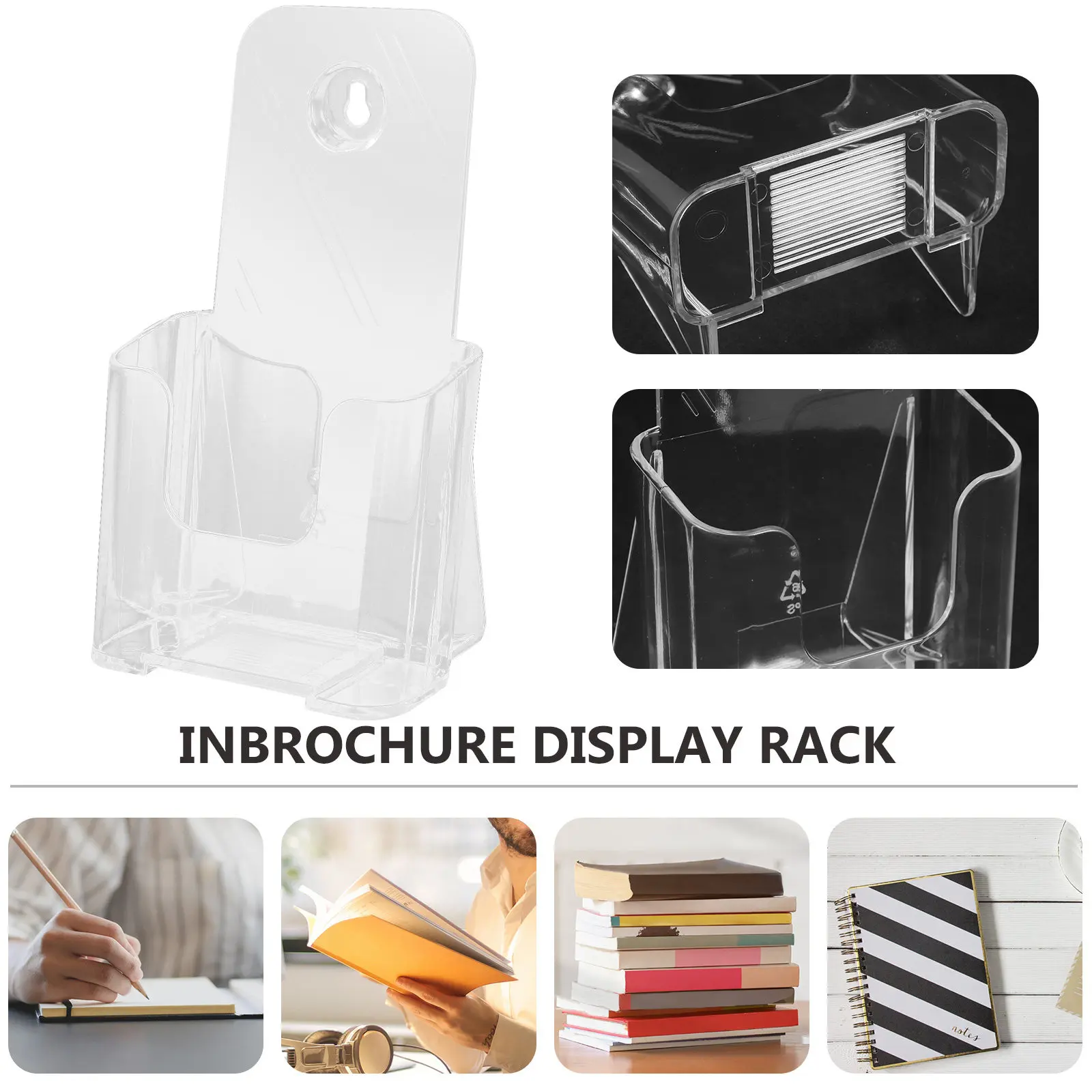Clear Acrylic A6 Literature Rack Magazine Organizer for Documents Files Brochures Pamphlets Desktop Display Stand File Storage