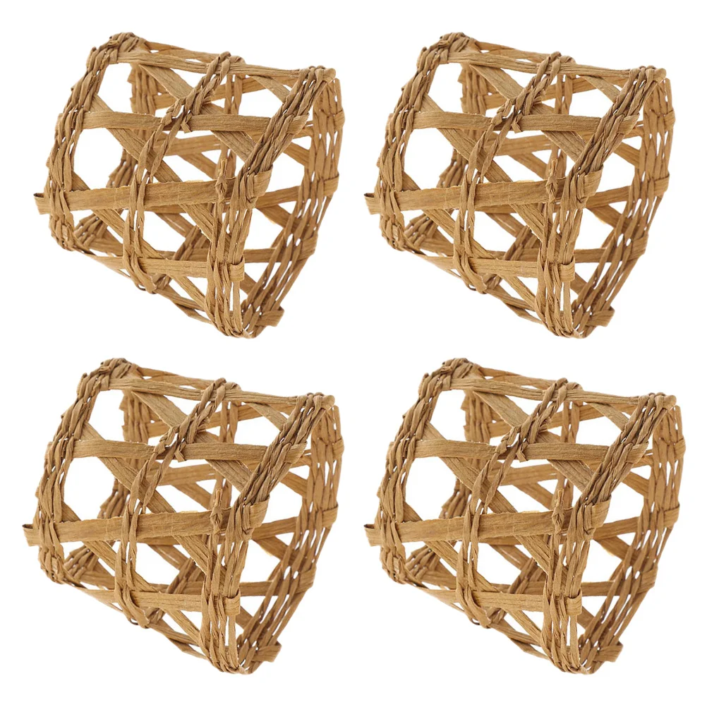 

4pcs Straw Woven Cup Sleeves Heat Insulation Protective Covers for Glass Bottles Non Slip Table Decor Home Crafts