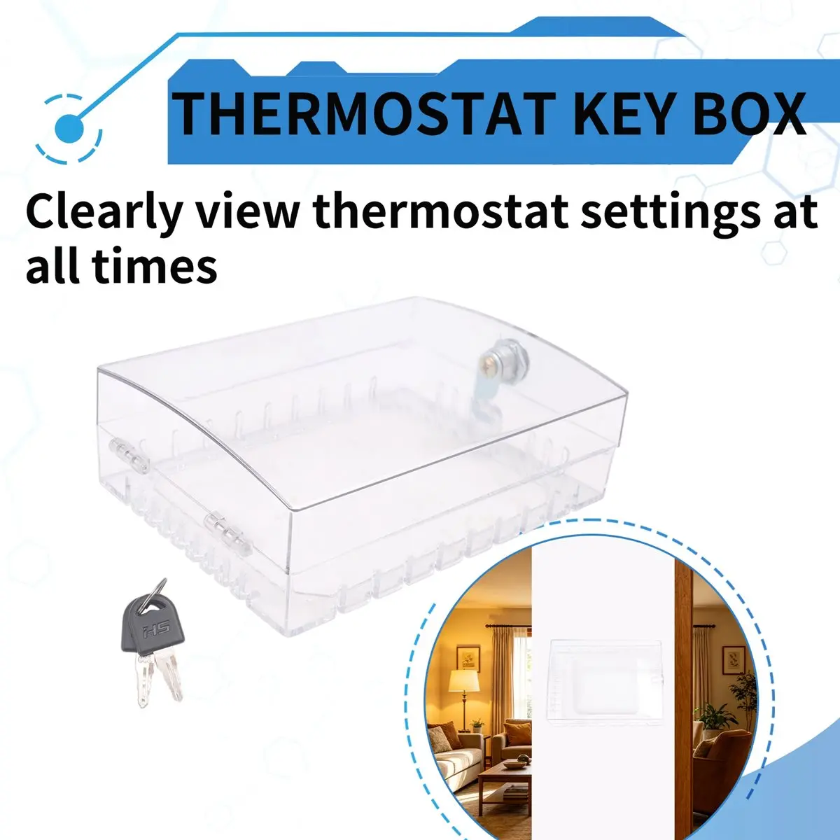 howhow Large Thermostat Lock Box Cover with Key for Honeywell, Clear Thermostat Cover Fits Thermostats 5H X 6inch W or Smaller