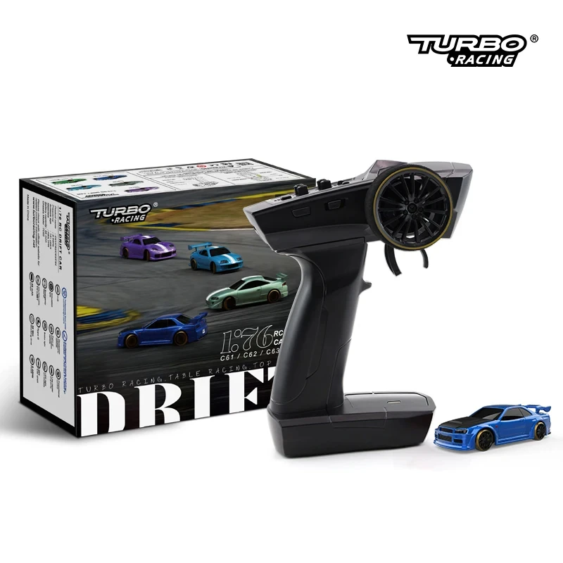 Turbo Racing 1:76 RC CAR C64 Drift RC Car With Gyro Radio Full Proportional Remote Control Toys RTR Kit For Kids and Adults