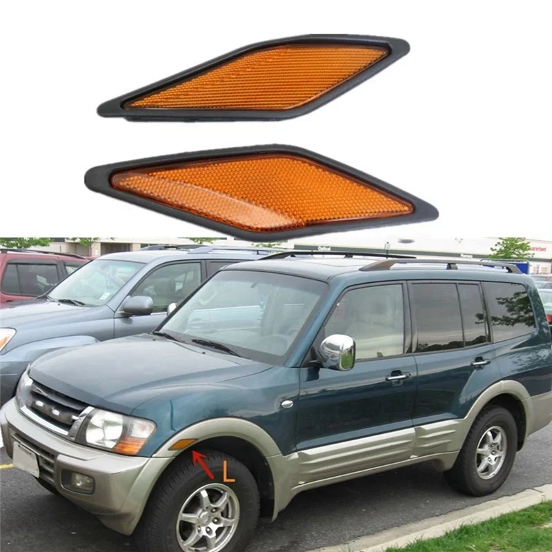 VO-Reflector de luz de barra lateral para coche, luz antiniebla trasera, Reflector de retorno para Mitsubishi Pajero Montero 2000-2003 MR495067 MR495068