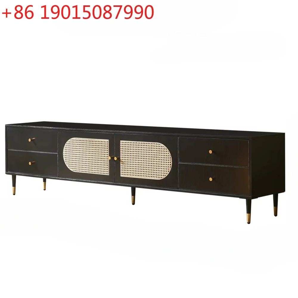 الرجعية Miji نمط الروطان المنسوجة لوحة تلفزيون خزانة شقة صغيرة خزانة غرفة المعيشة الأوسط القديمة B & B خزانة #1