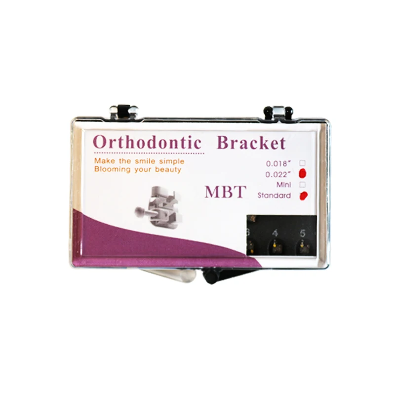 10Packs Orthodontic Braces Bracket MBT 345Hooks Standard Mini Bracket Purple Small Plastic Box