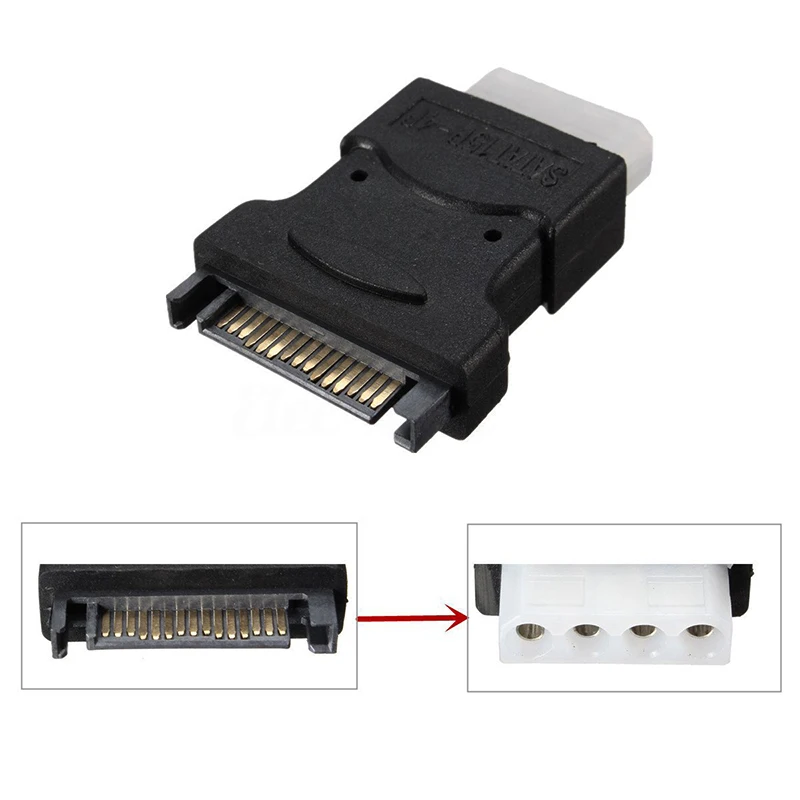 

1/5/10PCS 15 pin SATA Male to 4 Pin Molex PC IDE Female Power Adapter Power Hard Drive Adapter