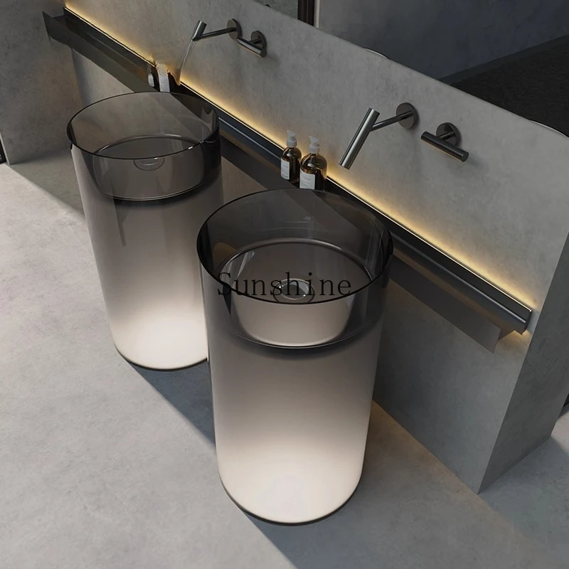 Artificial stone pure resin color crystal transparent floor-to-ceiling hotel villa wash basin columnX
