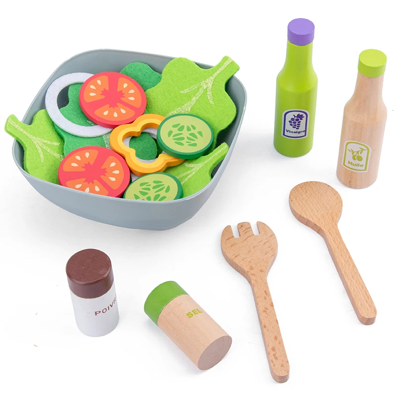 Juguetes de cocina de simulación para niños, Juguetes Educativos de Educación Temprana, ollas y sartenes de simulación de madera, comida, juego de rol para chef