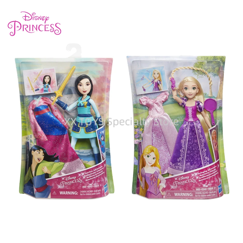 Disney Princess Adventure Mulan Fashion Doll Tangled Rapunzel Doll Joint Movable Dressable Princess Doll Girls Play House Toys