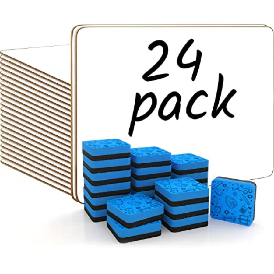 

Набор мини-досок Scribbledo 24 шт., белые, для сухого стирания, для класса, 9x12 дюймов, двусторонние, персональные