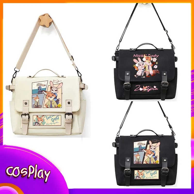 

Zootopia Shoulder Bag Disney Anime Cartoon Nick Printed Canvas Crossbody Bag Casual Fashion Shoulder Bag Trendy Outdoor Bag Gift