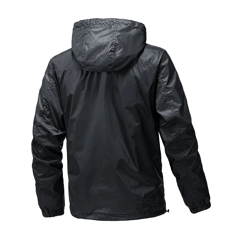 Spring and Autumn Thin Jacket Men's Single layer Hooded Wind Jacket Outdoor Breathable Street American Men's