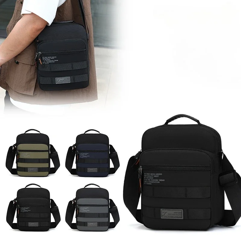 Men's Traveling Shoulder Bag Fashion Casual Patchwork Handbag High Quality Oxford Cloth Waterproof Multifunctional Crossbody Bag