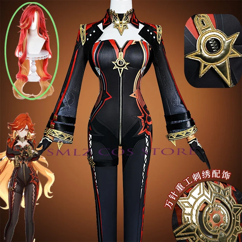 Game Genshin Impact Mavuika Cosplay Pyro Archon Costume Uniform Wig Set Halloween Carnival Party Outfit Women Role Play Clot