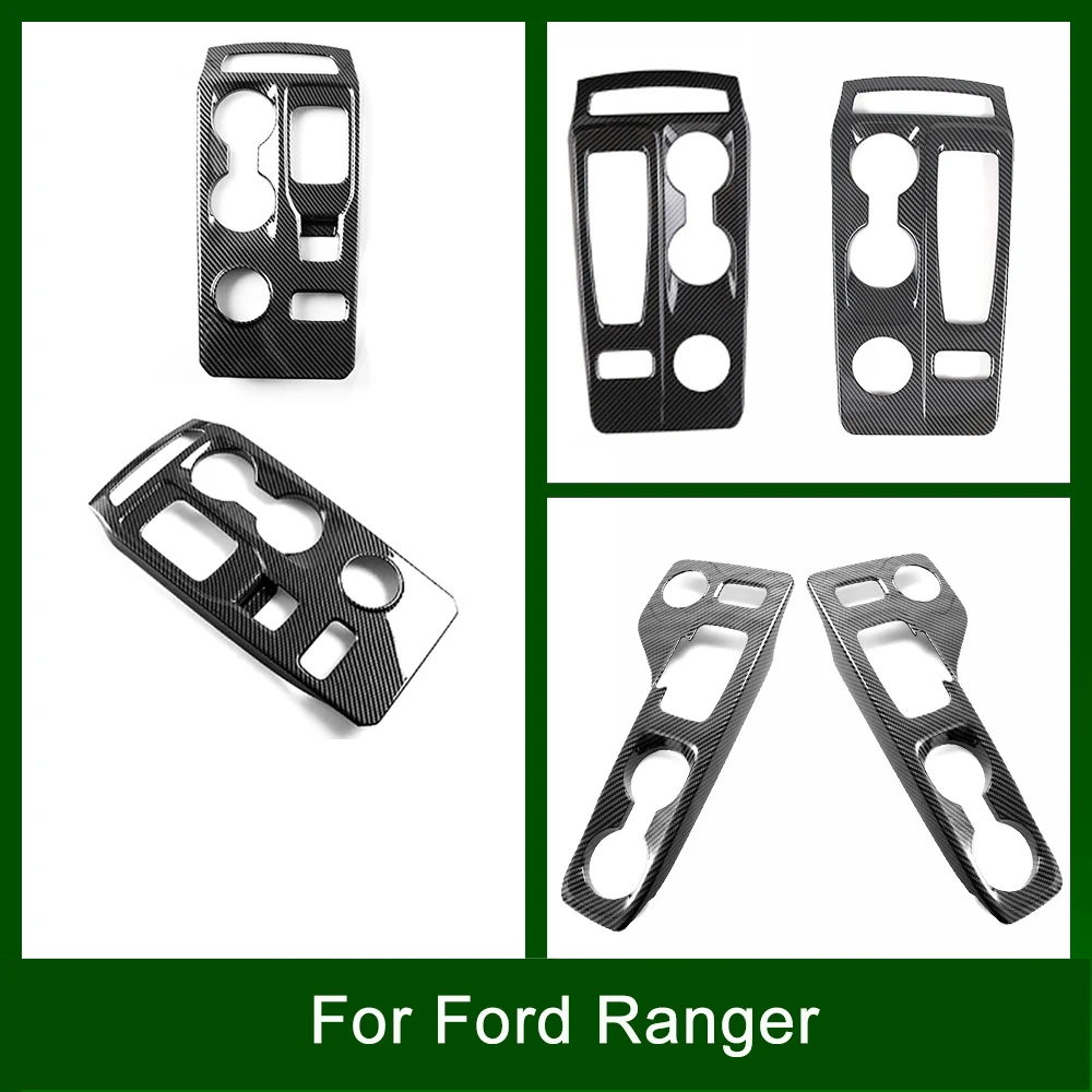 ABS Carbon Fiber Color Center Console Gear Shift Panel Cover Interior Decorative Accessories for Ford Ranger Wildtrak T9 2023