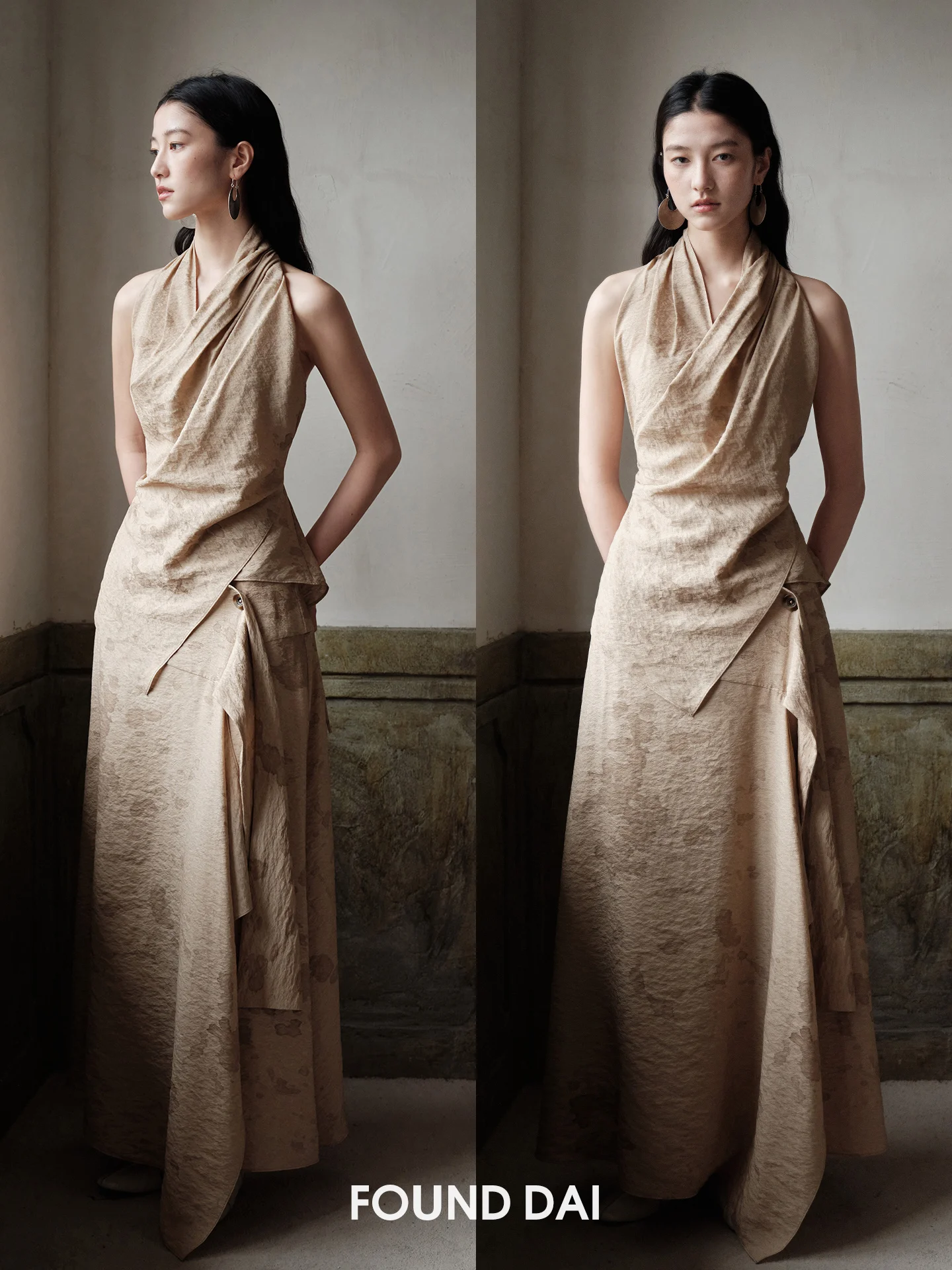 

Handmade Silk V-Ne Bal Crop Top Asymmetrical Design Sexy Summer Autumn Women's Faion Set Vest Skirt Two-Piece Set