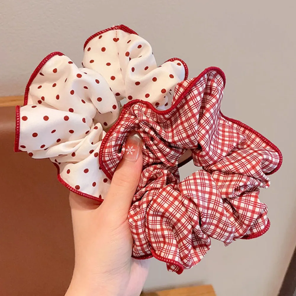 New Red Hair Scrunchie Bow Heart Hair Tie Elastic Hair Rope Women