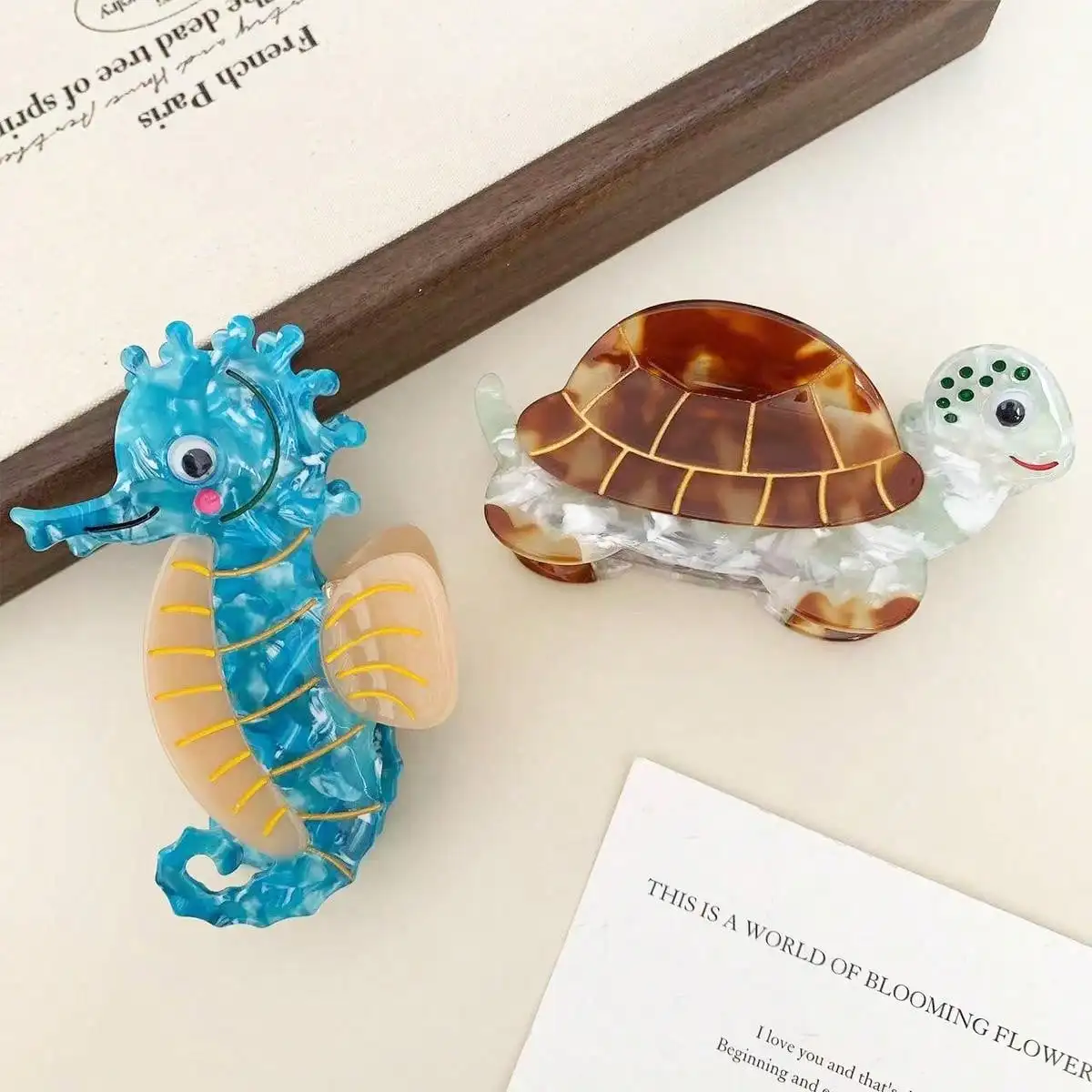 

1/2pcs Marine Animal Hair Clip, Seahorse Turtle, Scratch Clip, Disc Hair Clip, Ponytail Clip, Shark Clip, Claw Hair Clip, Summer