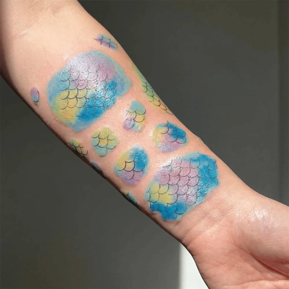 10 Sheets Water Transfer Decals Mermaid Scales Temporary Tattoo Colorful Instant Fish Scale Tattoos Fake Waterproof