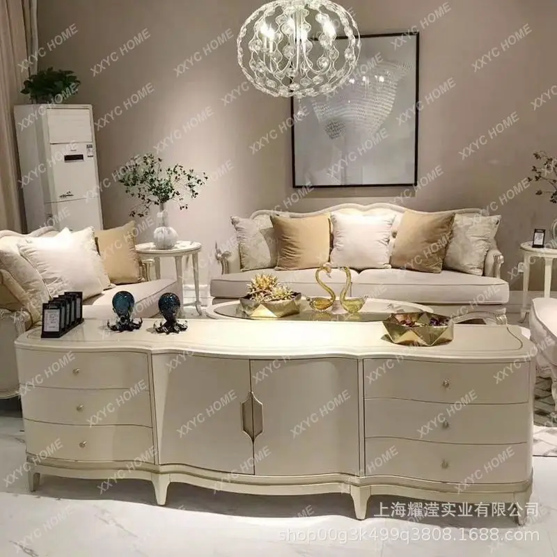 Simple light luxury fashion high-end Meike living room solid wood TV cabinet