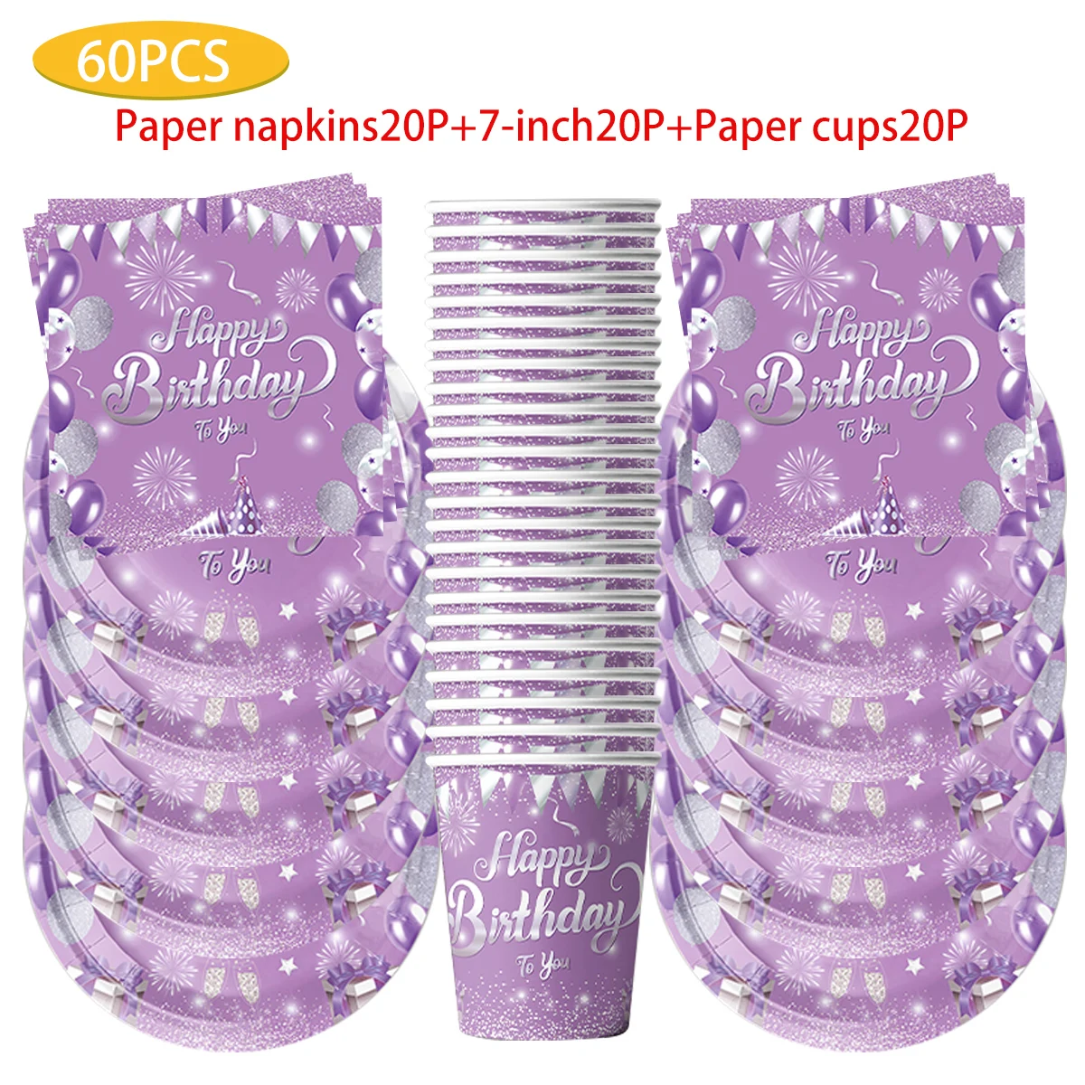 

Purple Diamond Themed Birthday Party Supplies, Disposable Scene, Birthday ecorat, Atmosphere Arrangement, Party Decoration