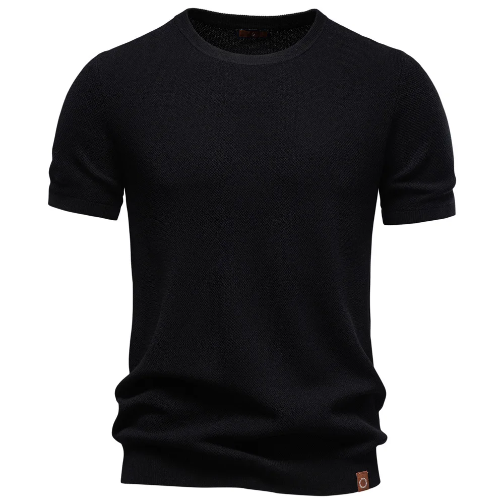 New summer men's smooth and silky, breathable, casual and leisure pure-color round-neck short-sleeved